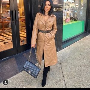 Faux leather trench